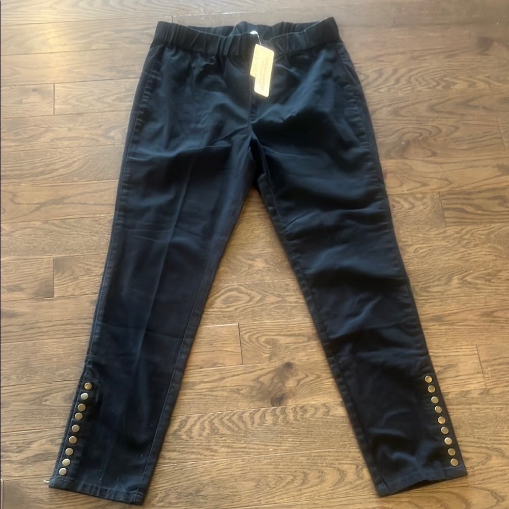 Soft Surroundings Pants Womens Black Straight Elastic Pull On Stretch size M NWT
